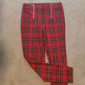 Plaid skinny leggings